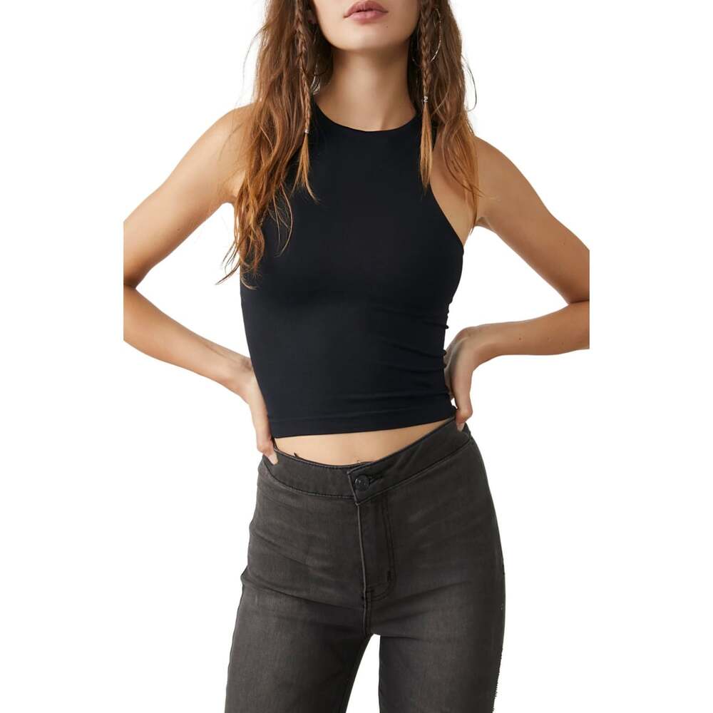 Free People Intimately FP Clean Lines Black Racerback Cami Tank Top M/L